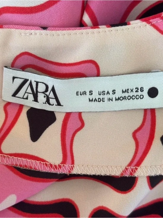 Zara Pink Geometric Midi Maxi Dress Size S - Picture 8 of 9